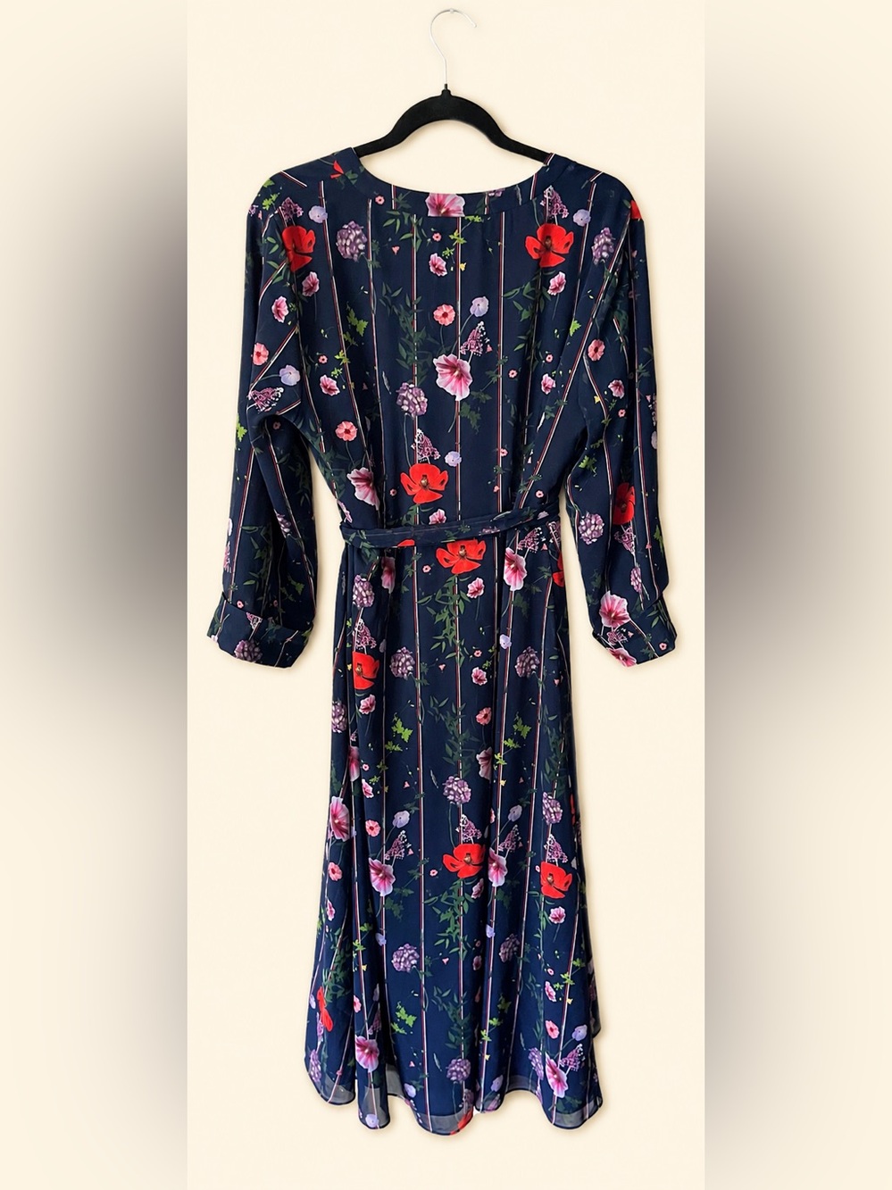 Ted Baker Navy Floral Wrap Midi Dress - Picture 5 of 10